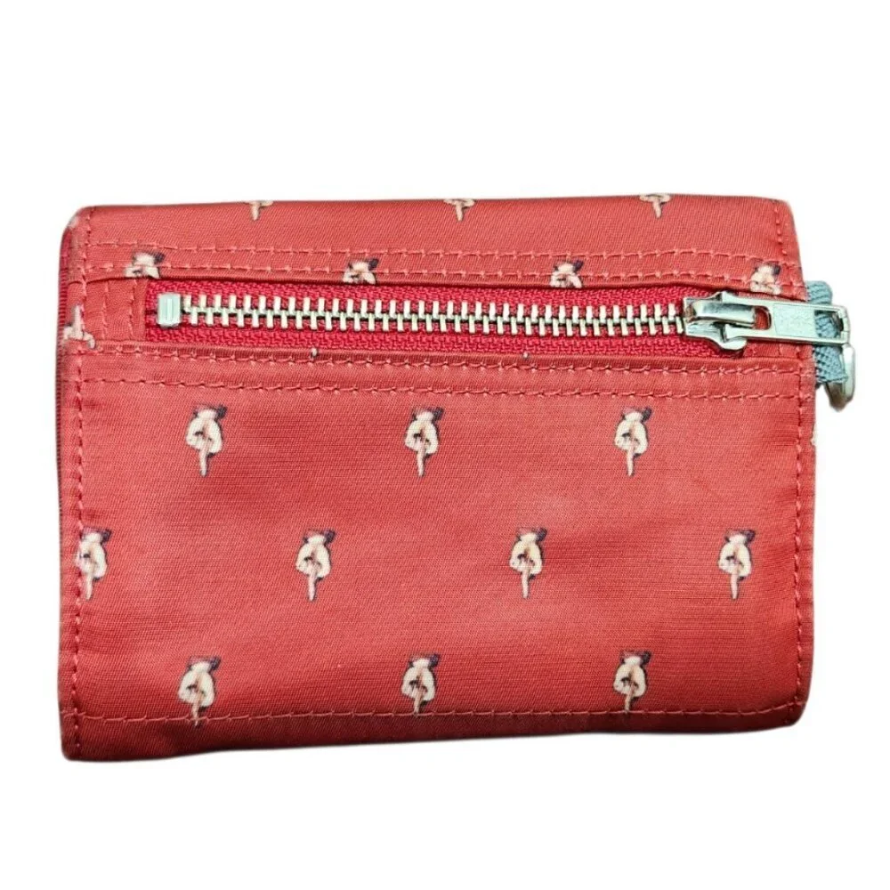 Porter Tokyo Japan Red Canvas Wallet Zip Coin Key Ring Small Trifold
